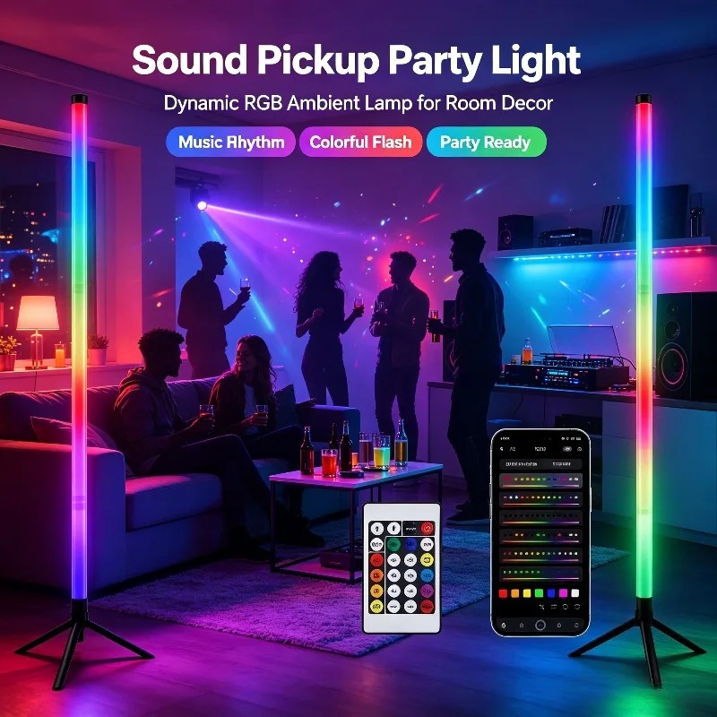 Lighting Decor For Room - قطعتان من مصباح أرضي RGB بطول