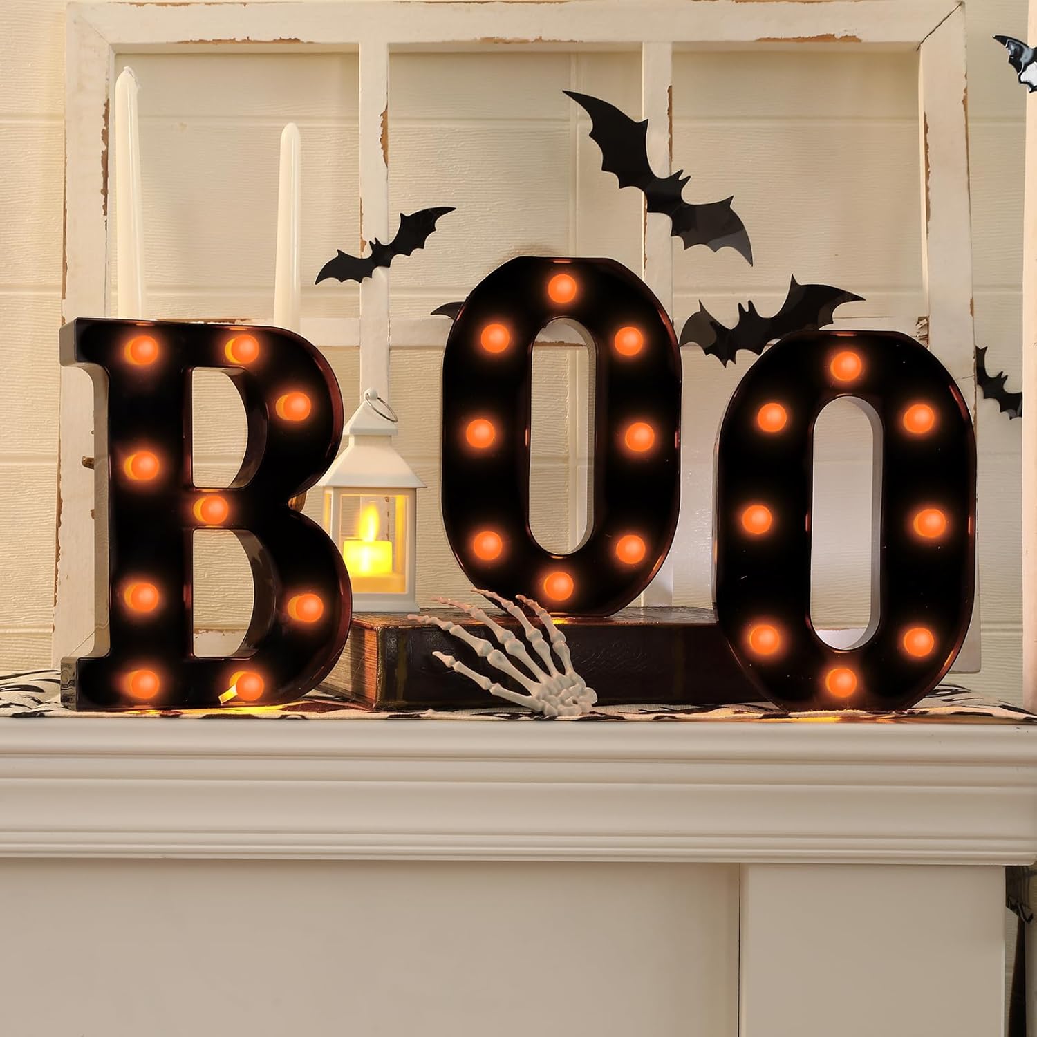 ديكورات الهالوين - 3 علامات LE - مراجعة Light Up Letters Marquee وسعره