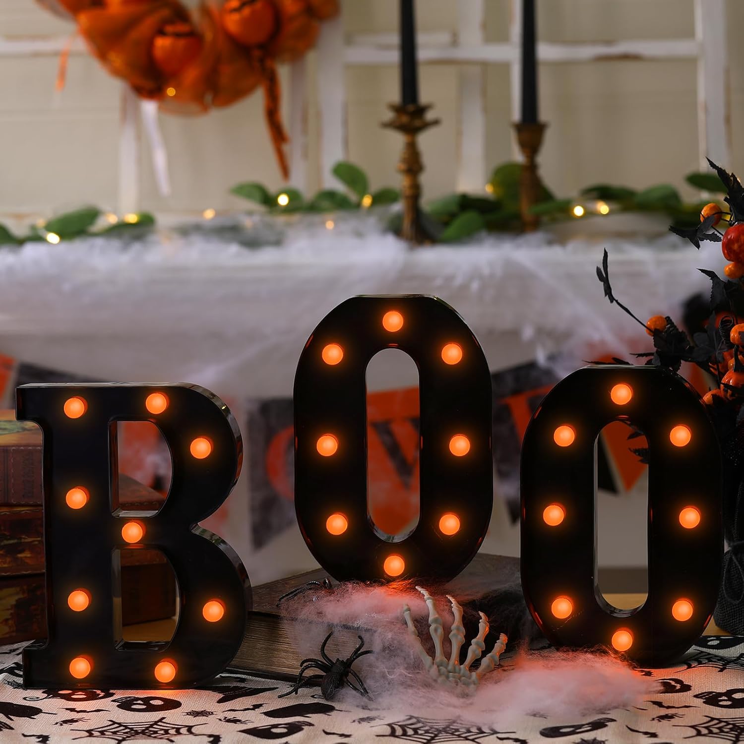 ديكورات الهالوين - 3 علامات LE - مراجعة Light Up Letters Marquee وسعره
