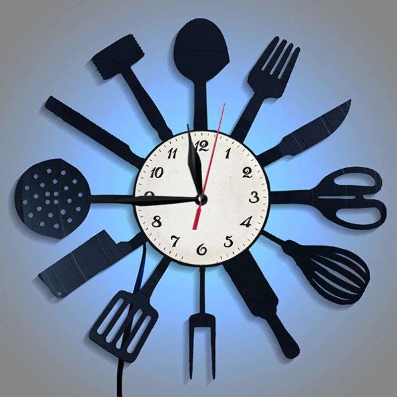 المطبخ أدوات المائدة الزخرفية  - مراجعة Lighting Home Decor Wall Clocks وسعره