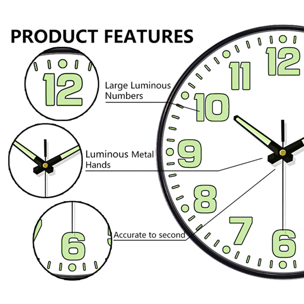 ساعة حائط مضيئة في الليل المظل - مراجعة Lighting Home Decor Wall Clocks وسعره