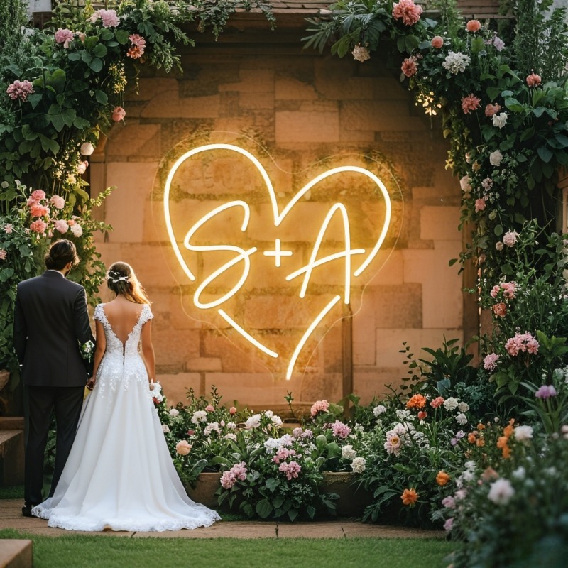 مخصص الأحرف الأولى القلب LED ا - مراجعة Wedding Lighting And Decor وسعره