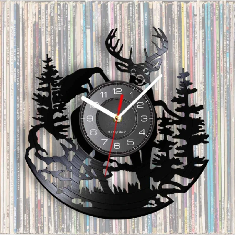 غابة الغزلان مسجل فينيل ساعة ح - مراجعة Lighting Home Decor Wall Clocks وسعره