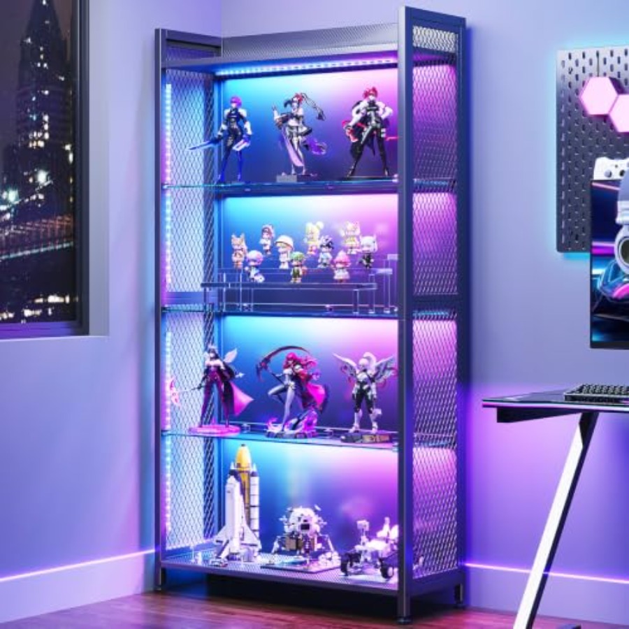 خزانة عرض بأرفف زجاجية، إضاءة  - مراجعة Lighting & Home Decor Studio وسعره