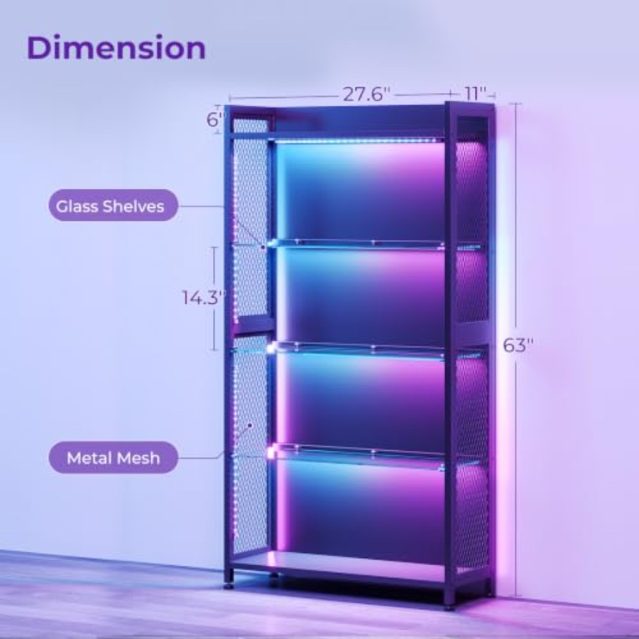 خزانة عرض بأرفف زجاجية، إضاءة  - مراجعة Lighting & Home Decor Studio وسعره