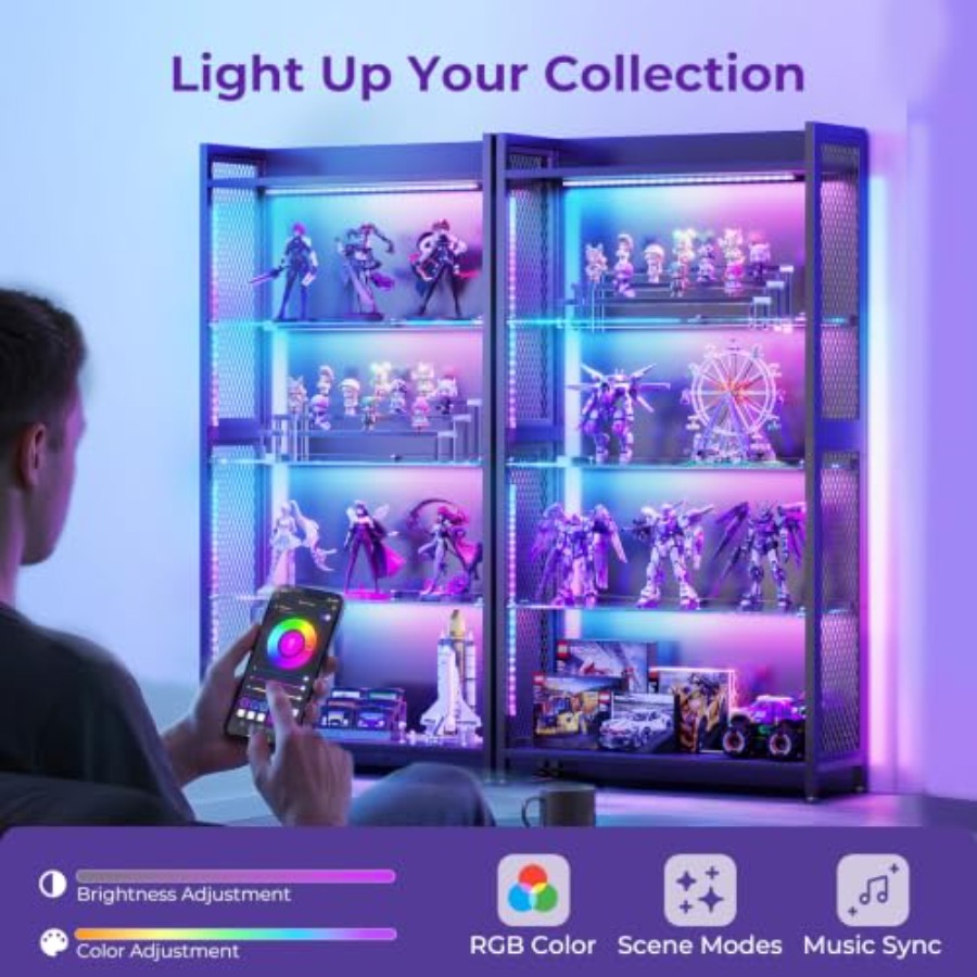 خزانة عرض بأرفف زجاجية، إضاءة  - مراجعة Lighting & Home Decor Studio وسعره