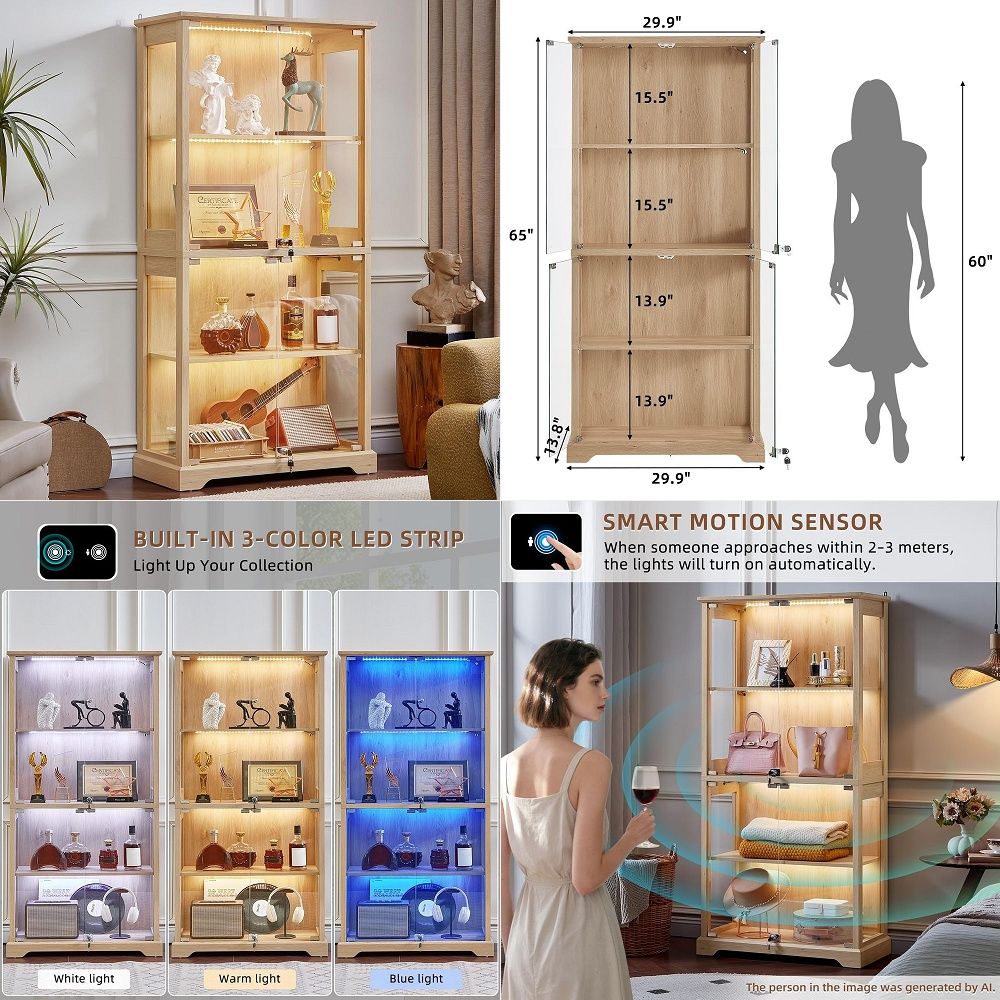 خزانة عرض زجاجية بتصميم ريفي م - مراجعة Lighting & Home Decor Studio وسعره
