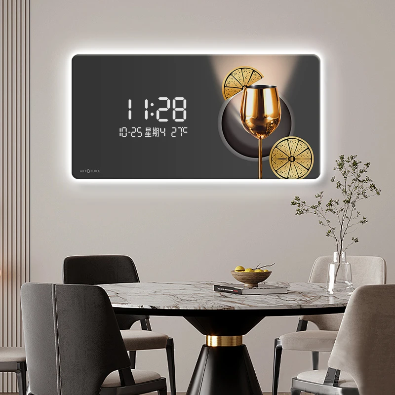ساعة LED بضوء محيطي مثبتة على  - مراجعة Lighting Home Decor Wall Clocks وسعره