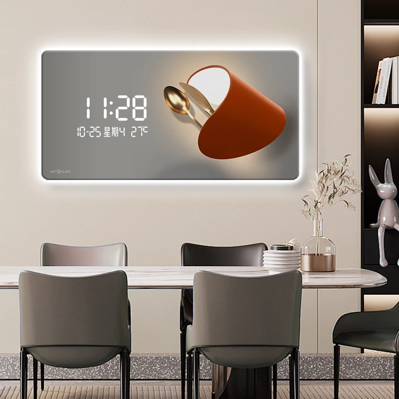 ساعة LED بضوء محيطي مثبتة على  - مراجعة Lighting Home Decor Wall Clocks وسعره